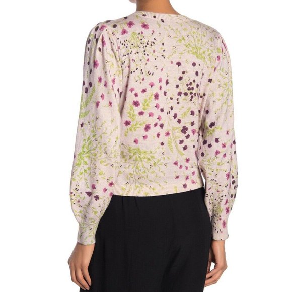 Joie Verna Floral Crew Neck Sweater Lilac Pink NWT - Picture 2 of 10